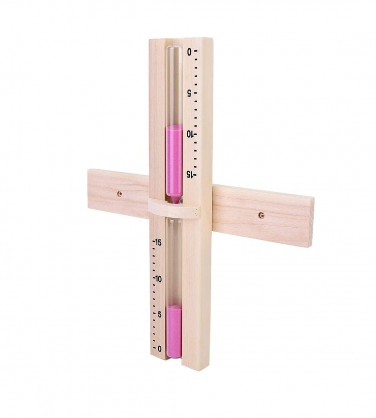 15 Minutes Sauna Room Sand Clock Glass Timer Wall-Mounted Wooden Hourglass With Pink Sands For Sauna Room