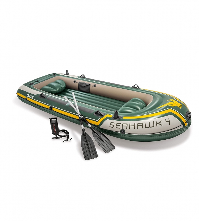Intex Seahawk 4 Fishing Boat Set With Oars  