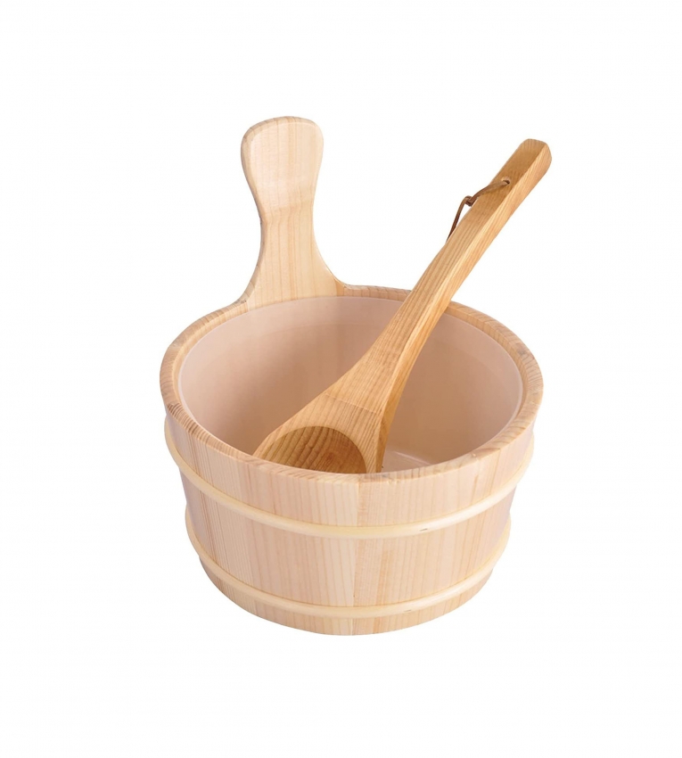 Wooden Sauna Bucket & Ladle 4L