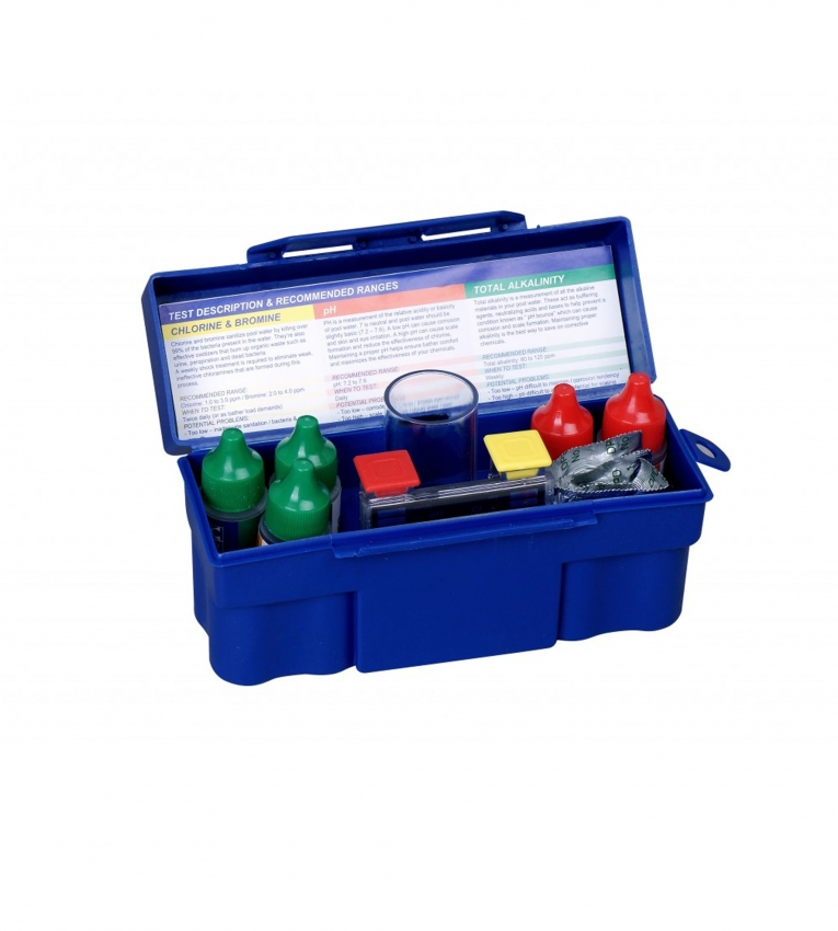 5-WAY TEST KIT WITH DPD TABLETS: PH, CL, BROMINE, ALKALINITY, ACID DEMAND