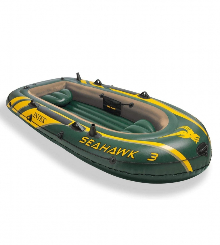 IntexSeaHawk 3 Fishing Boat Set With Oars 
