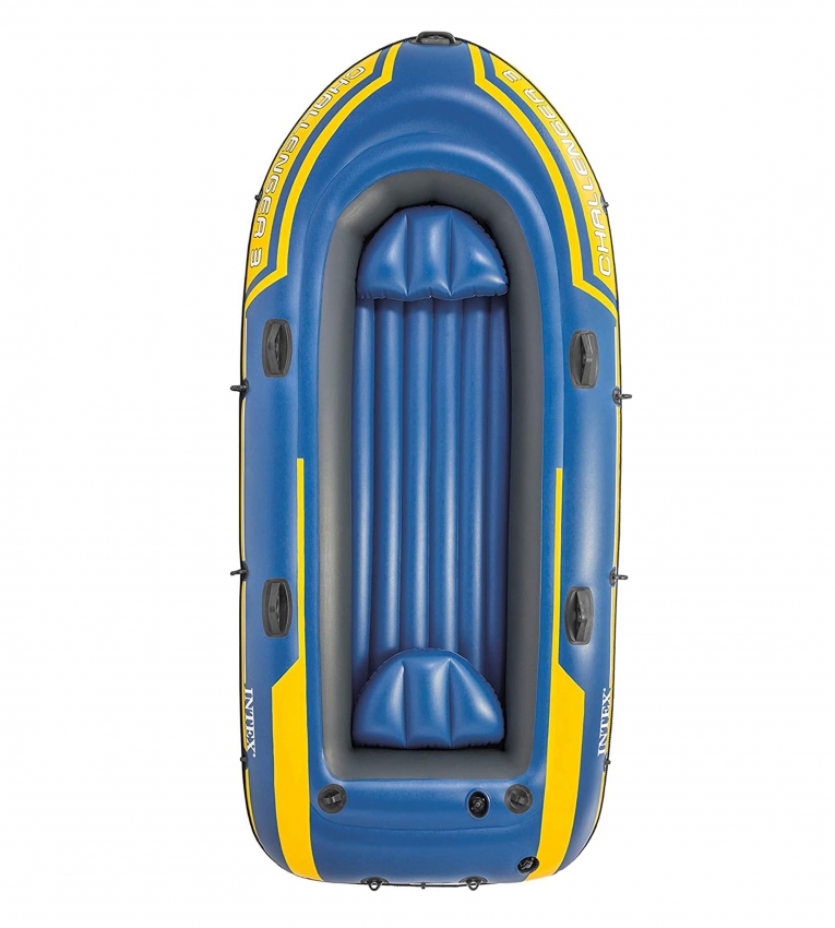 Intex 68370EP Challenger 3 Inflatable Raft Boat Set with Pump and Oars