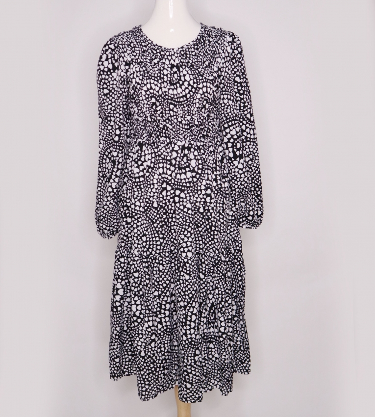 Bishop sleeve ruffle hem dress